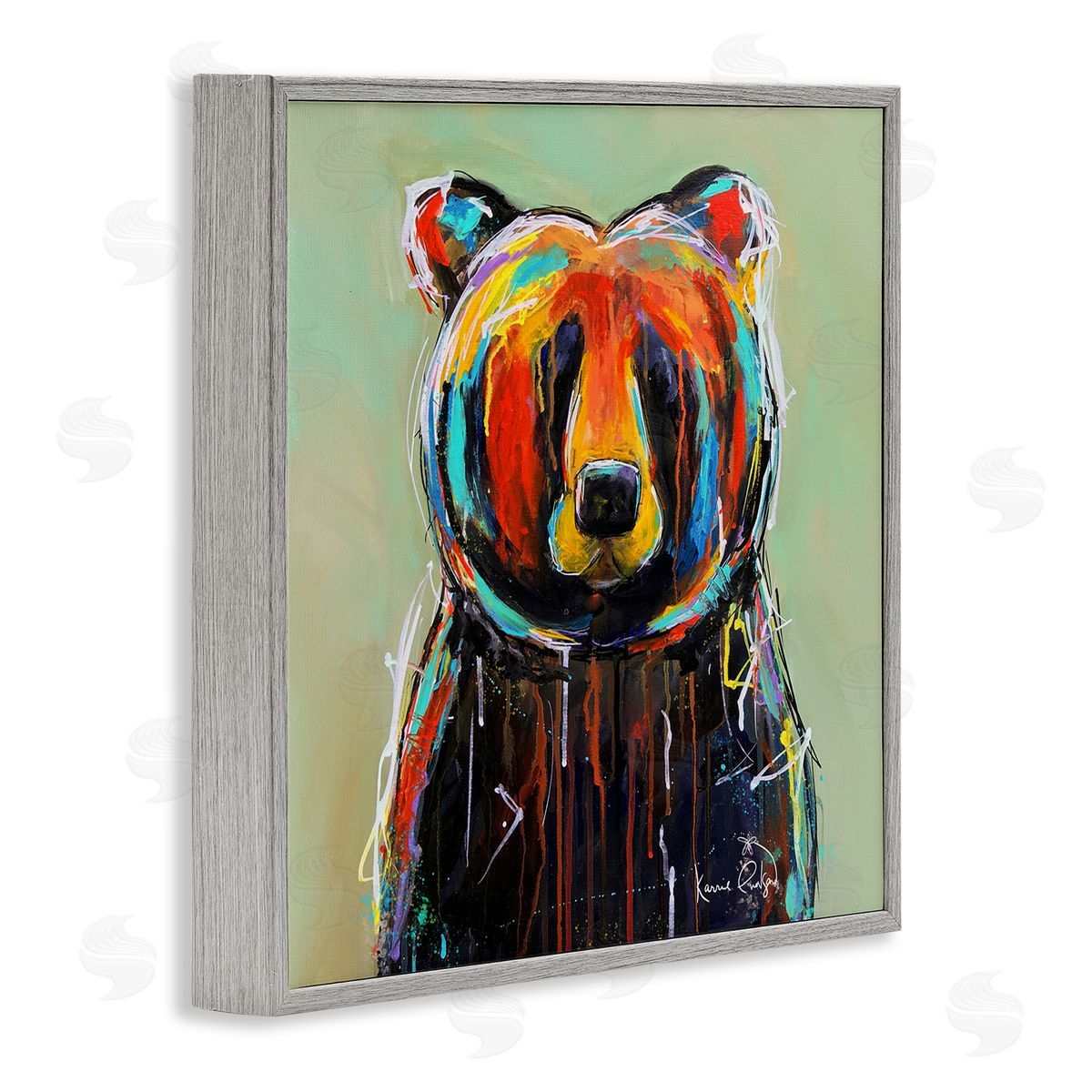 Karrie Evenson Abstract Urban Bear Graffiti Gray Framed Glicee Wall Art Print
