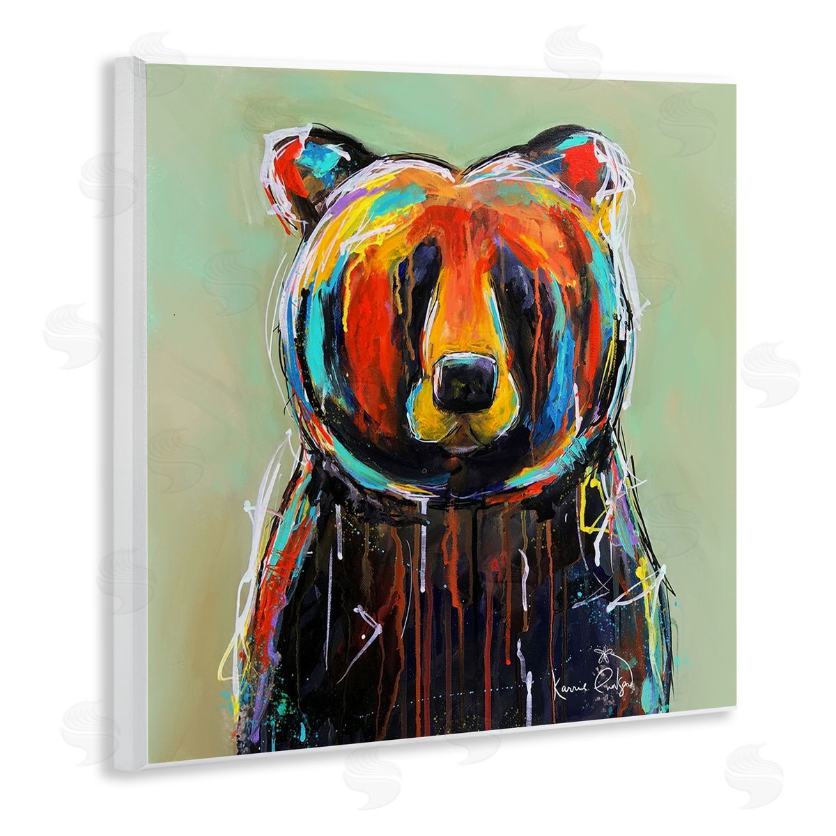 Karrie Evenson Abstract Urban Bear Graffiti Wooden Wall Plaque Art Print