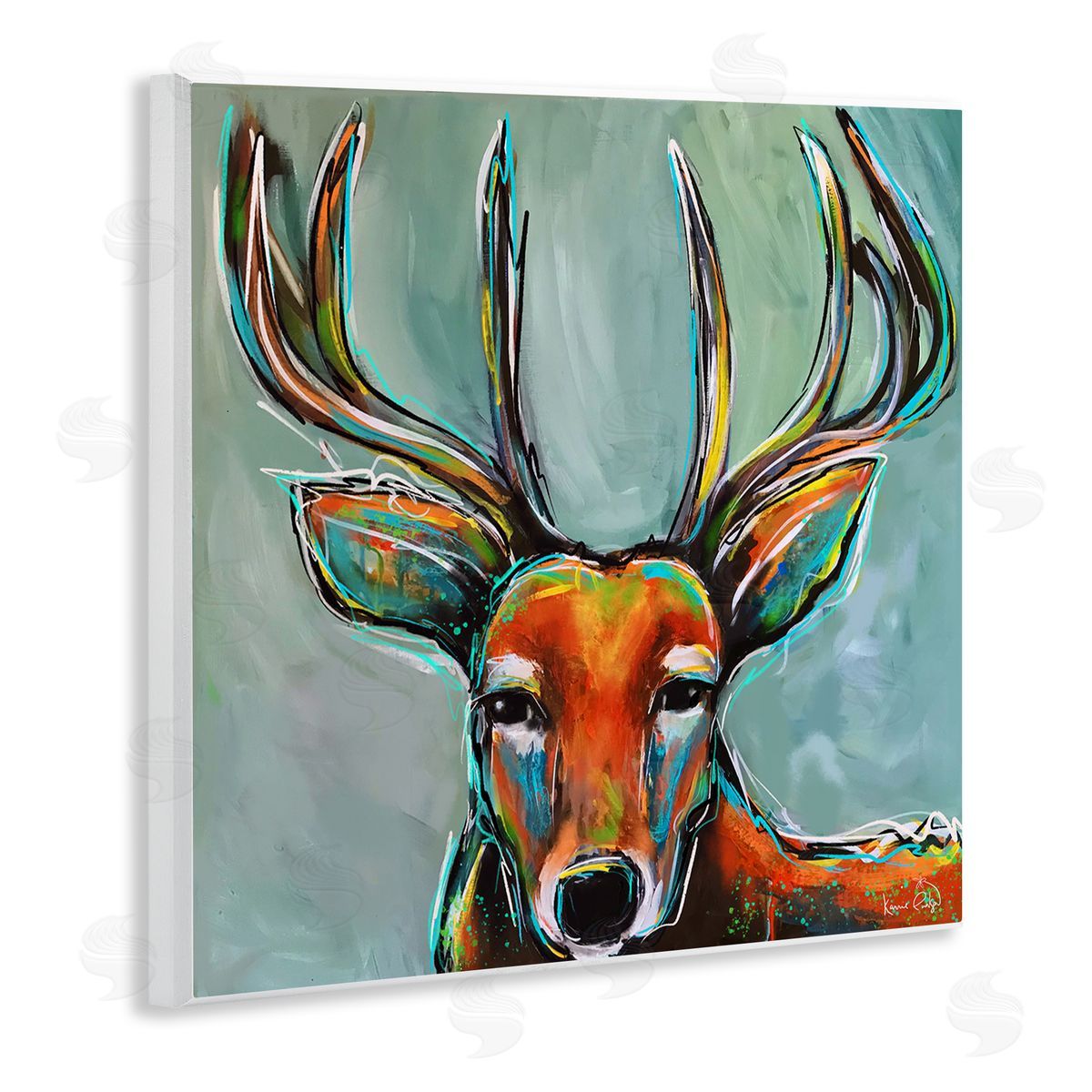Karrie Evenson Modern Urban Deer Painting Wooden Wall Plaque Art Print