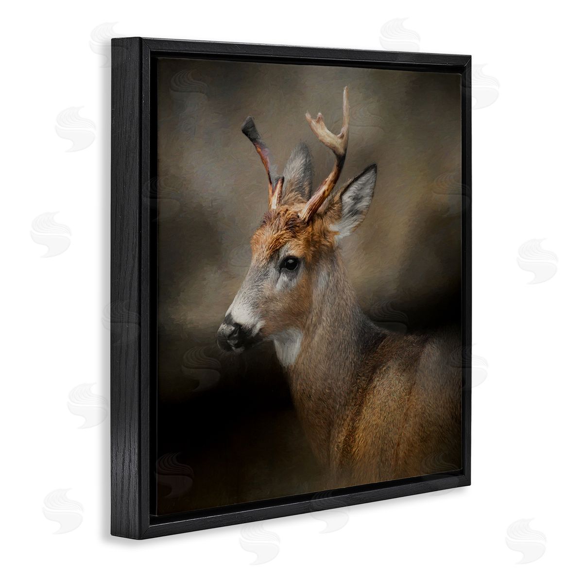 Kelley Parker Woodland Deer Nature Photography Black Floating Frame Canvas Wall Art Print