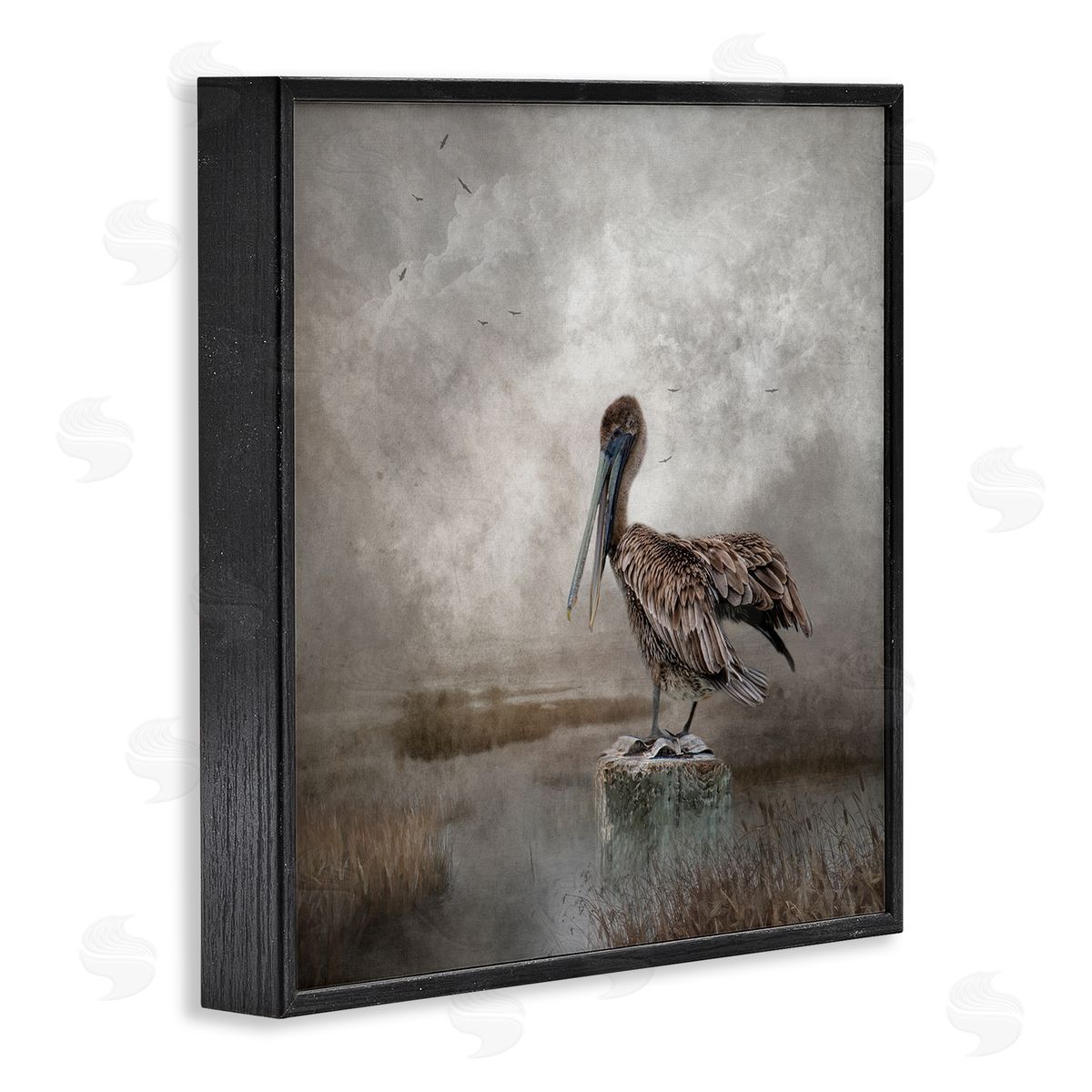 Kelley Parker Pelican Bird Waterside Marsh Black Framed Glicee Wall Art Print