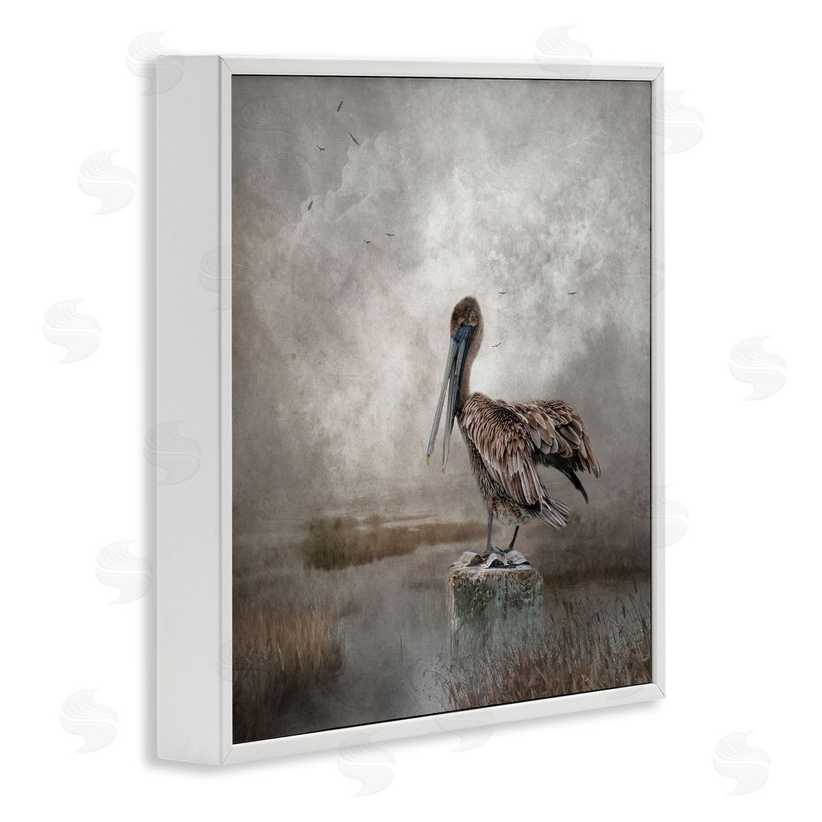 Kelley Parker Pelican Bird Waterside Marsh White Framed Glicee Wall Art Print