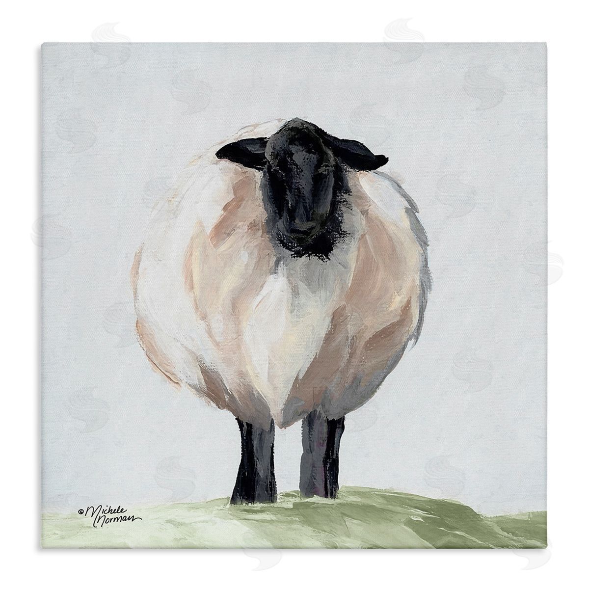 Michele Norman Farmhouse Fuzzy Sheep Portrait Stretched Canvas Wall Art Print
