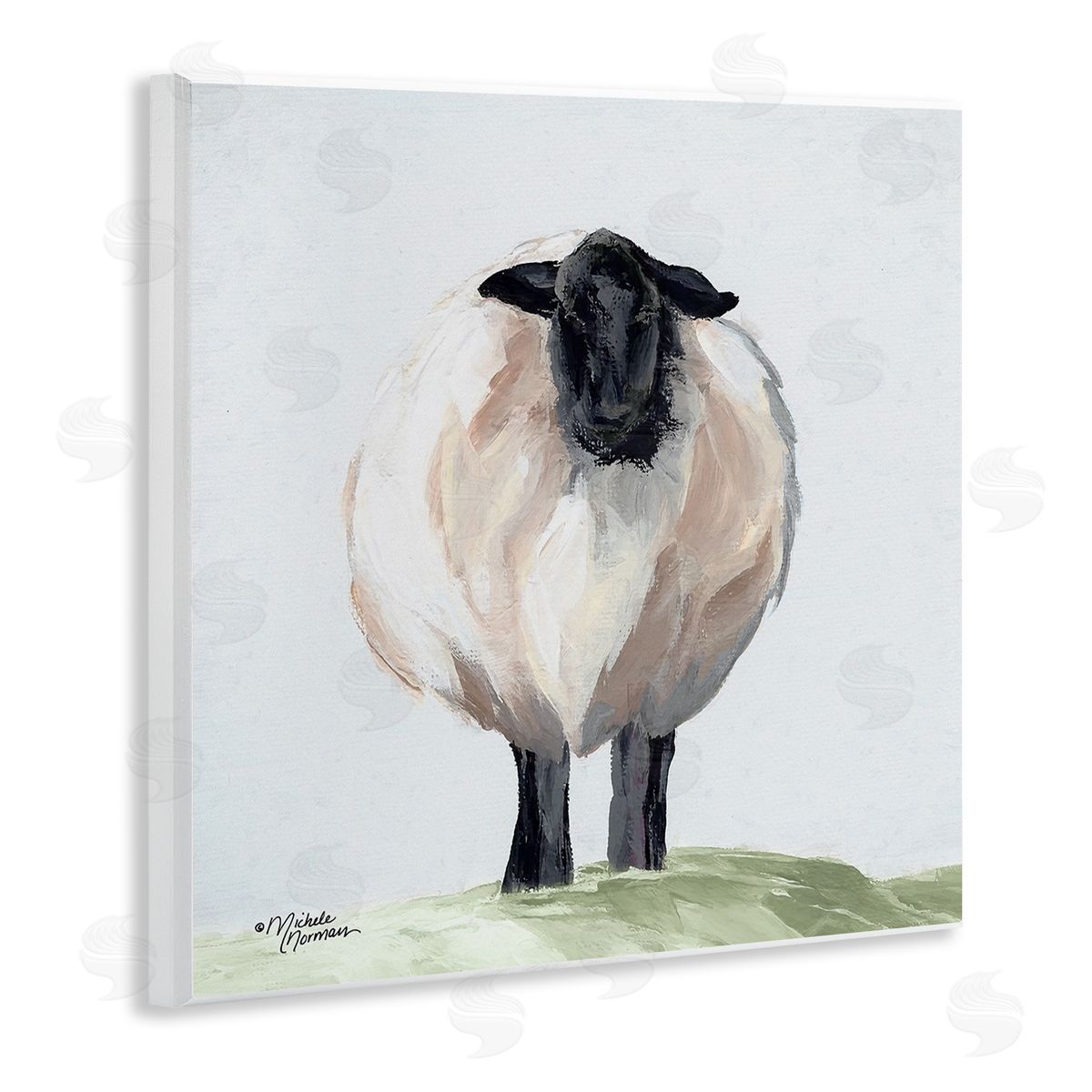 Michele Norman Farmhouse Fuzzy Sheep Portrait Wooden Wall Plaque Art Print