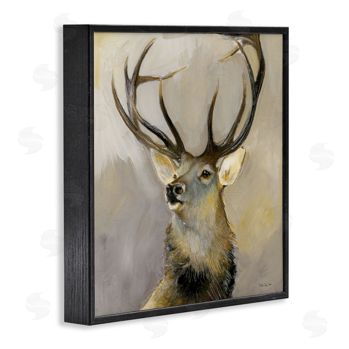 Stellar Design Studio Elk Forest Wildlife Portrait Black Framed Glicee Wall Art Print