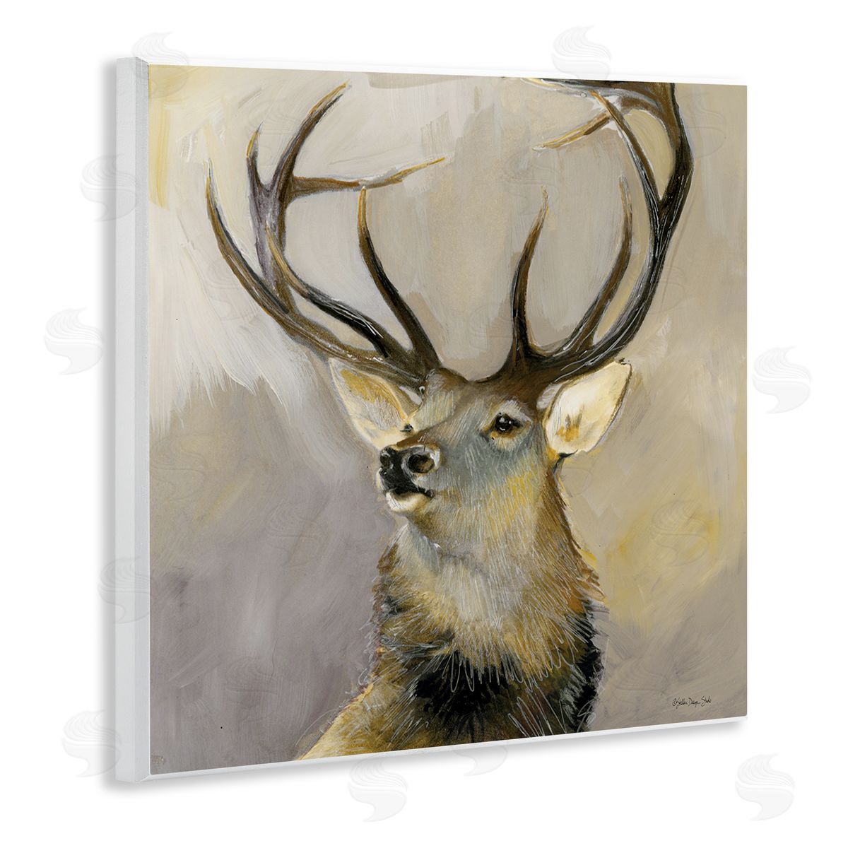Stellar Design Studio Elk Forest Wildlife Portrait Wooden Wall Plaque Art Print
