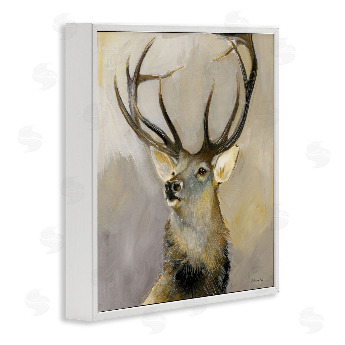 Stellar Design Studio Elk Forest Wildlife Portrait White Framed Glicee Wall Art Print