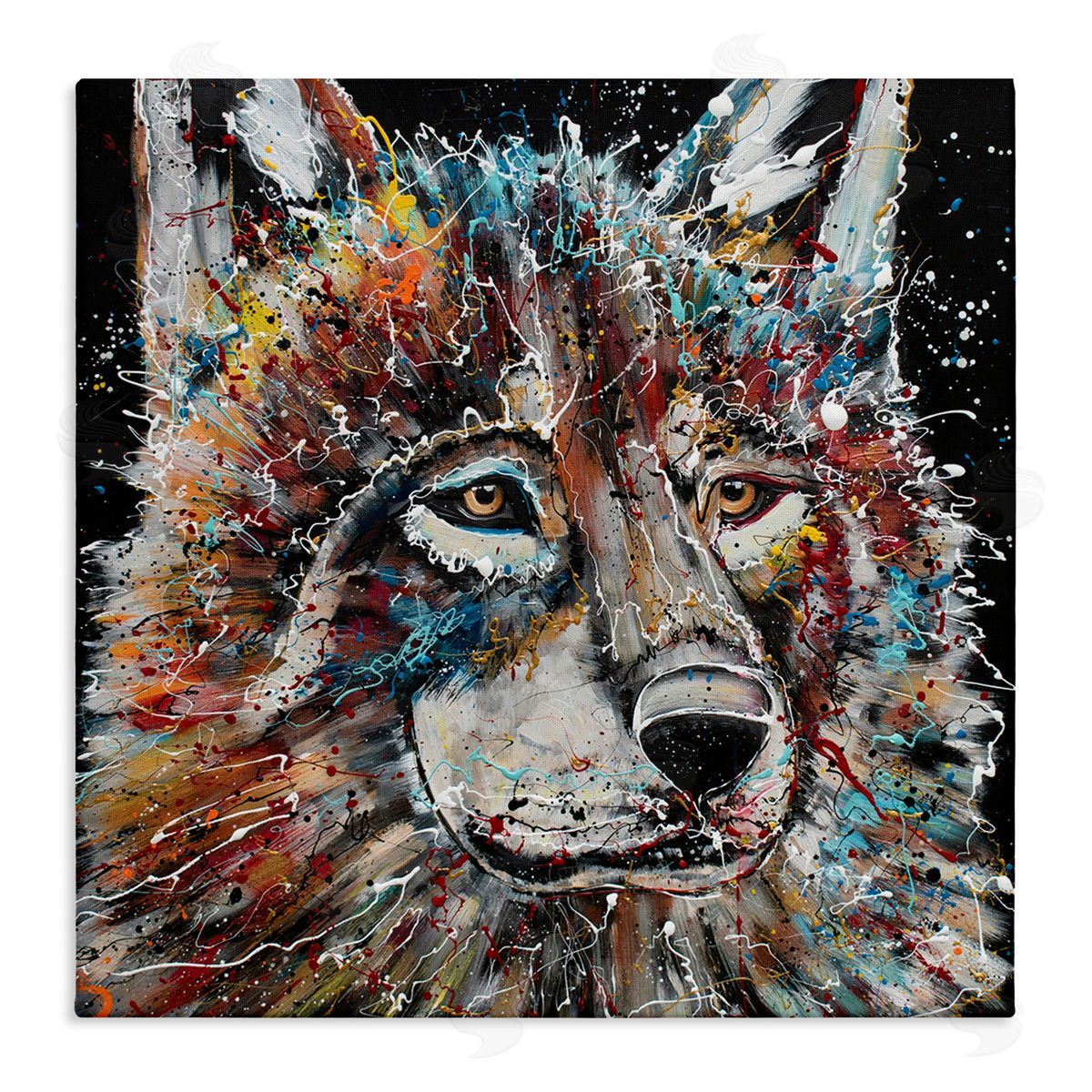 Jen Seeley Urban Wolf Graffiti Face Portrait Stretched Canvas Wall Art Print