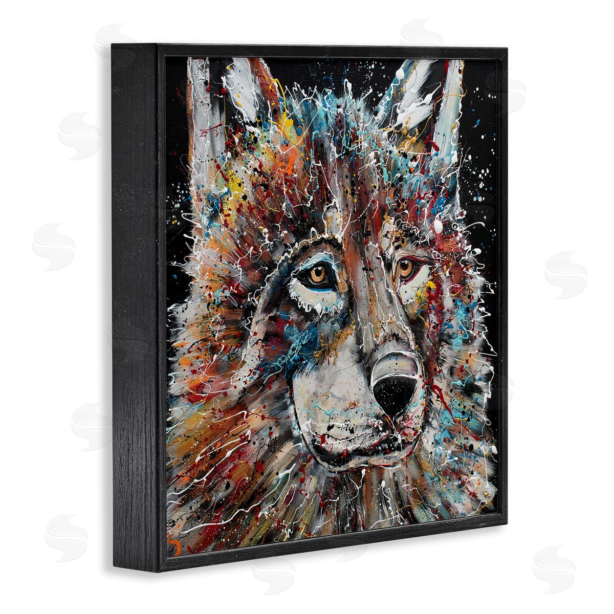 Jen Seeley Urban Wolf Graffiti Face Portrait Black Framed Glicee Wall Art Print