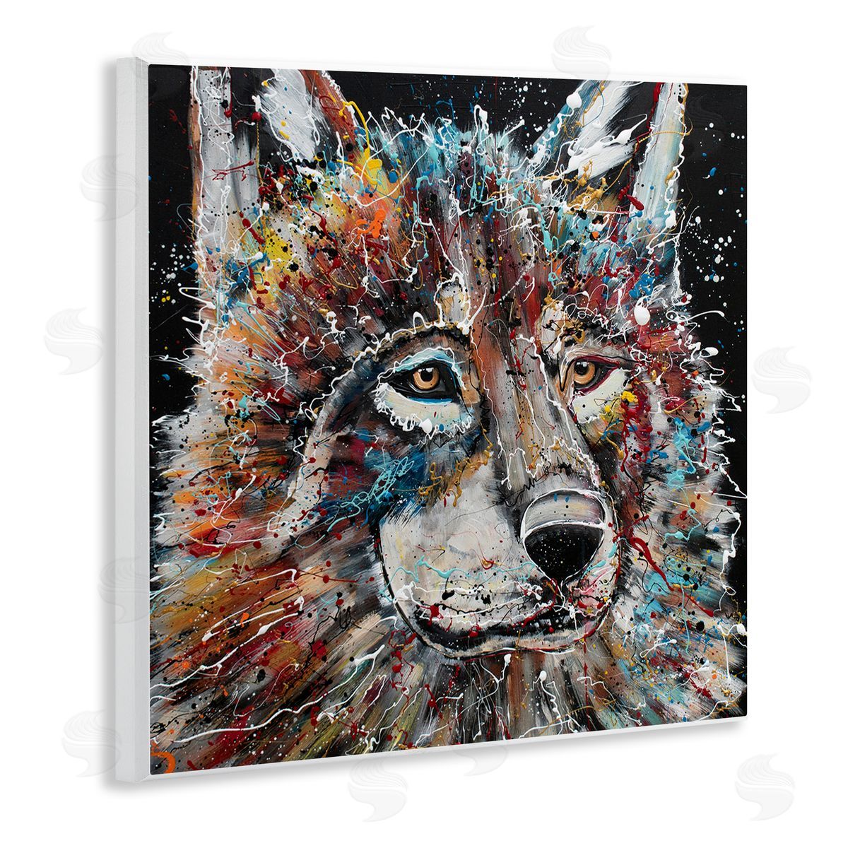 Jen Seeley Urban Wolf Graffiti Face Portrait Wooden Wall Plaque Art Print