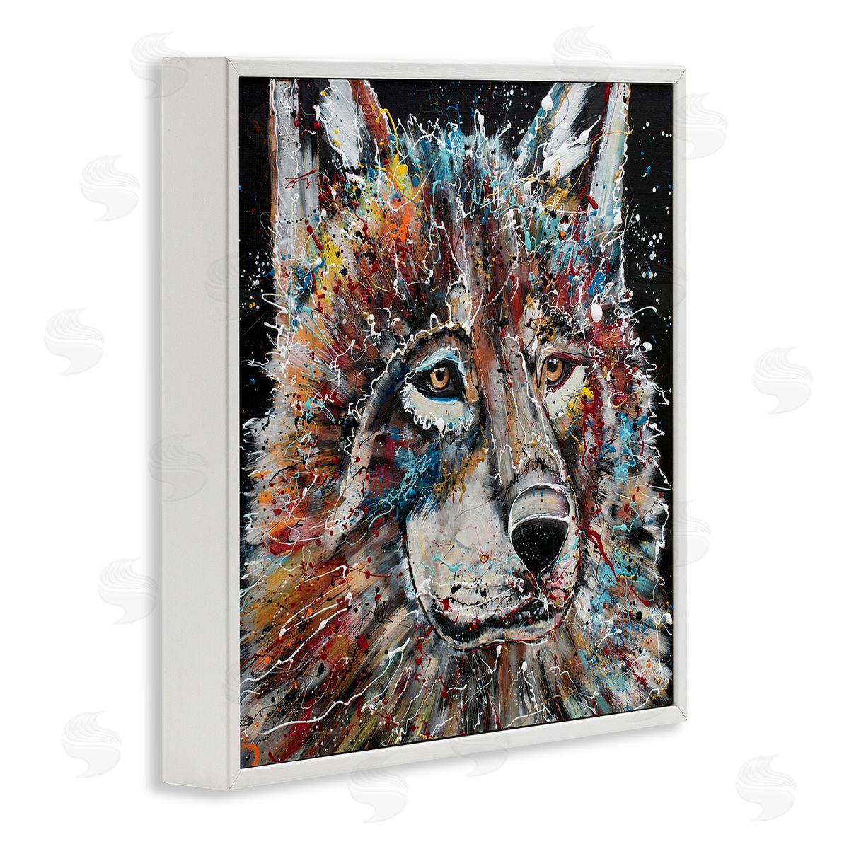 Jen Seeley Urban Wolf Graffiti Face Portrait White Framed Glicee Wall Art Print