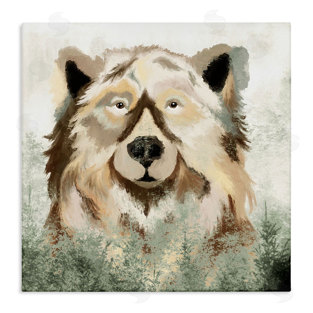 Elizabeth Medley Bear Wildlife Nature Forest Trees Stretched Canvas Wall Art Print