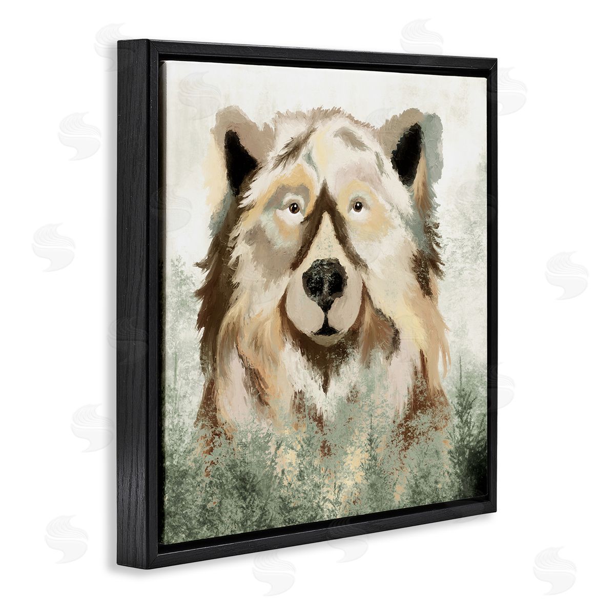 Elizabeth Medley Bear Wildlife Nature Forest Trees Black Floating Frame Canvas Wall Art Print