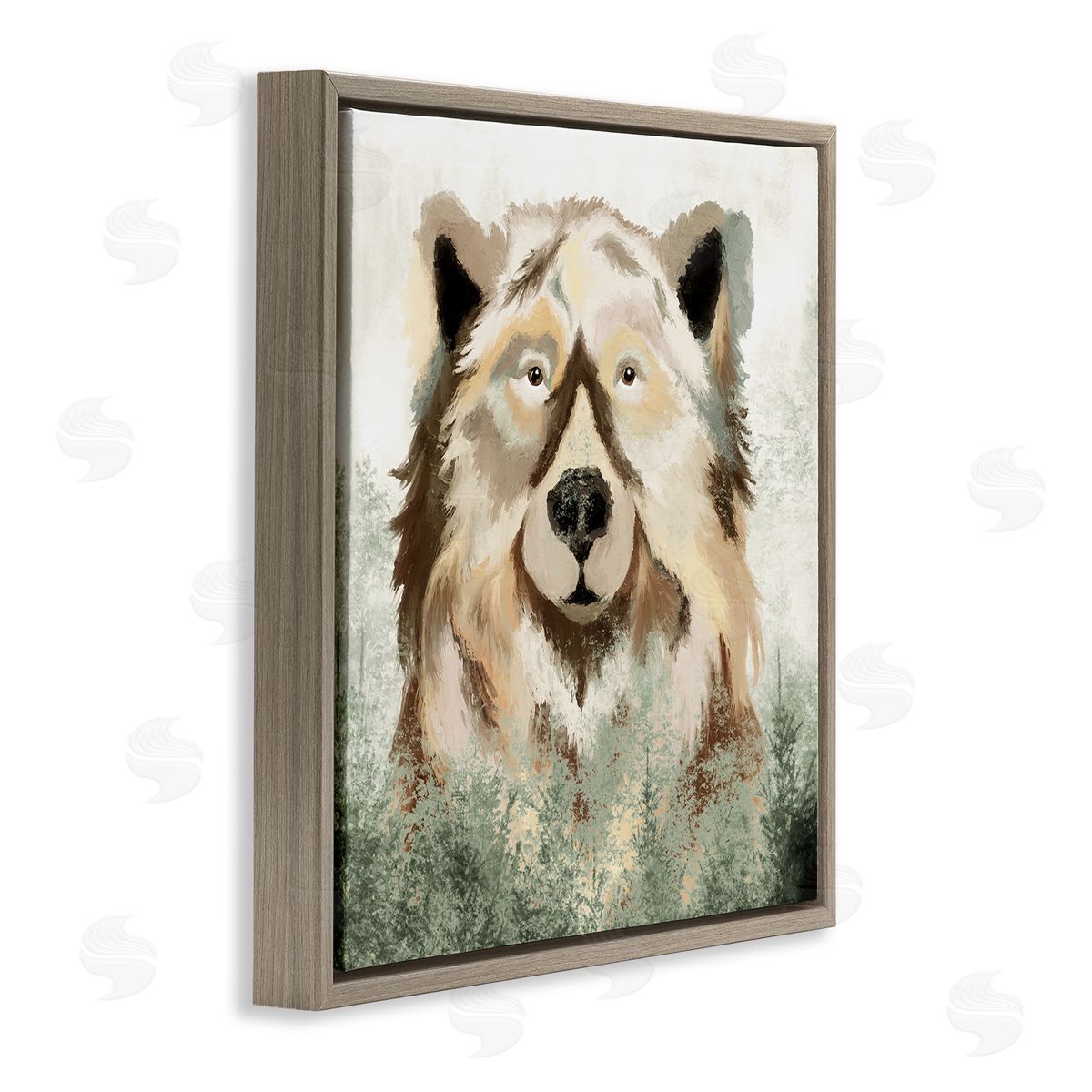 Elizabeth Medley Bear Wildlife Nature Forest Trees Brown Floating Frame Canvas Wall Art Print