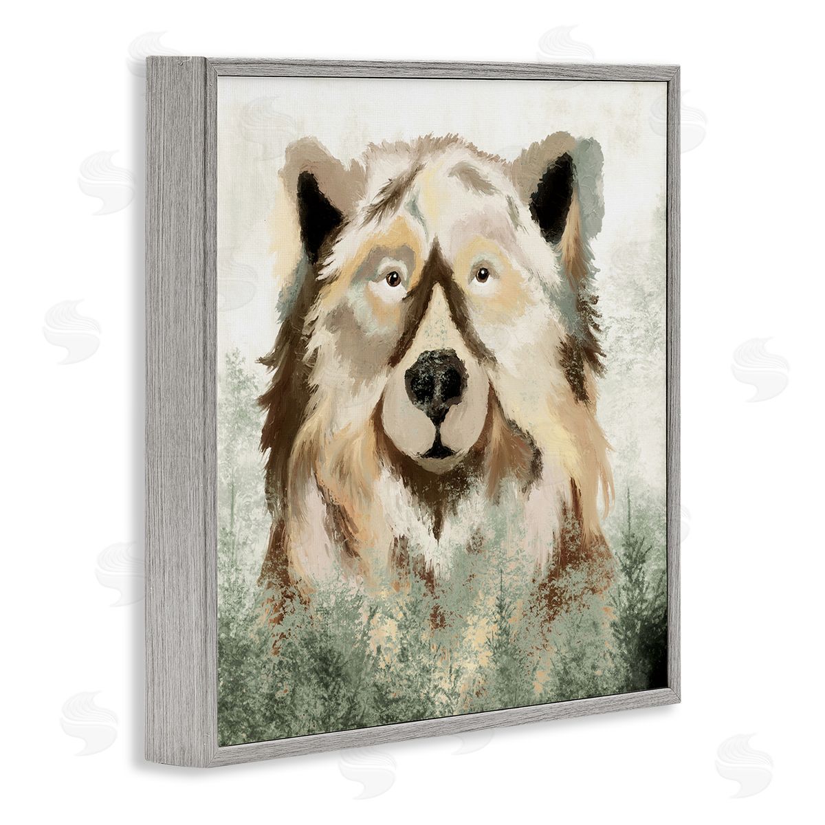 Elizabeth Medley Bear Wildlife Nature Forest Trees Gray Framed Glicee Wall Art Print