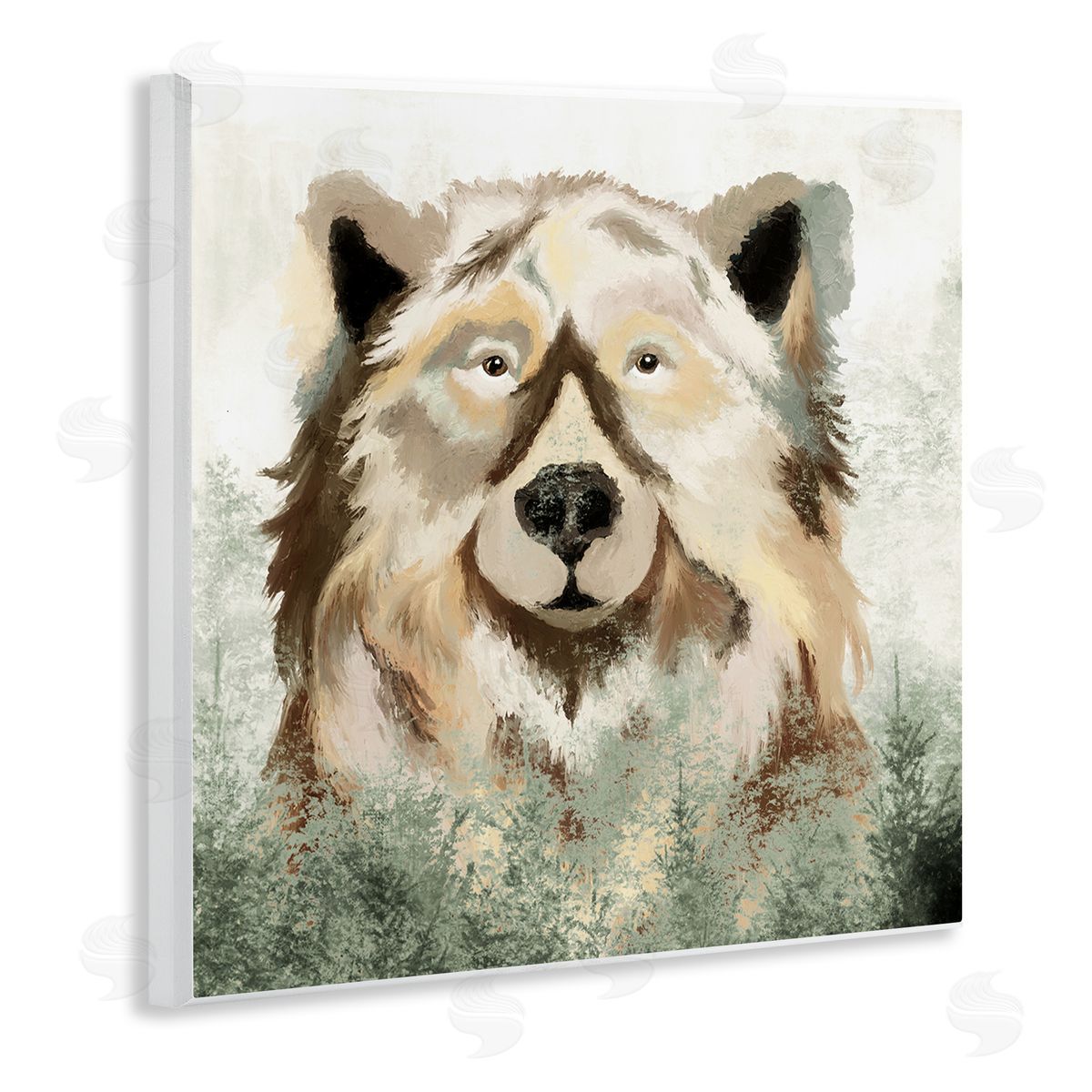Elizabeth Medley Bear Wildlife Nature Forest Trees Wooden Wall Plaque Art Print