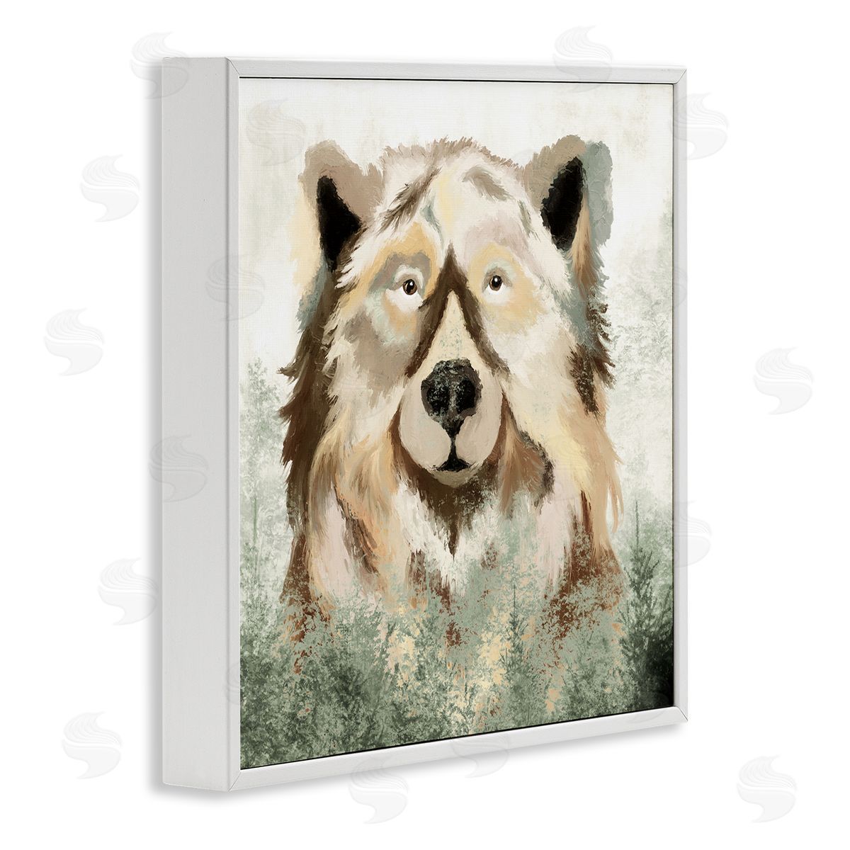 Elizabeth Medley Bear Wildlife Nature Forest Trees White Framed Glicee Wall Art Print