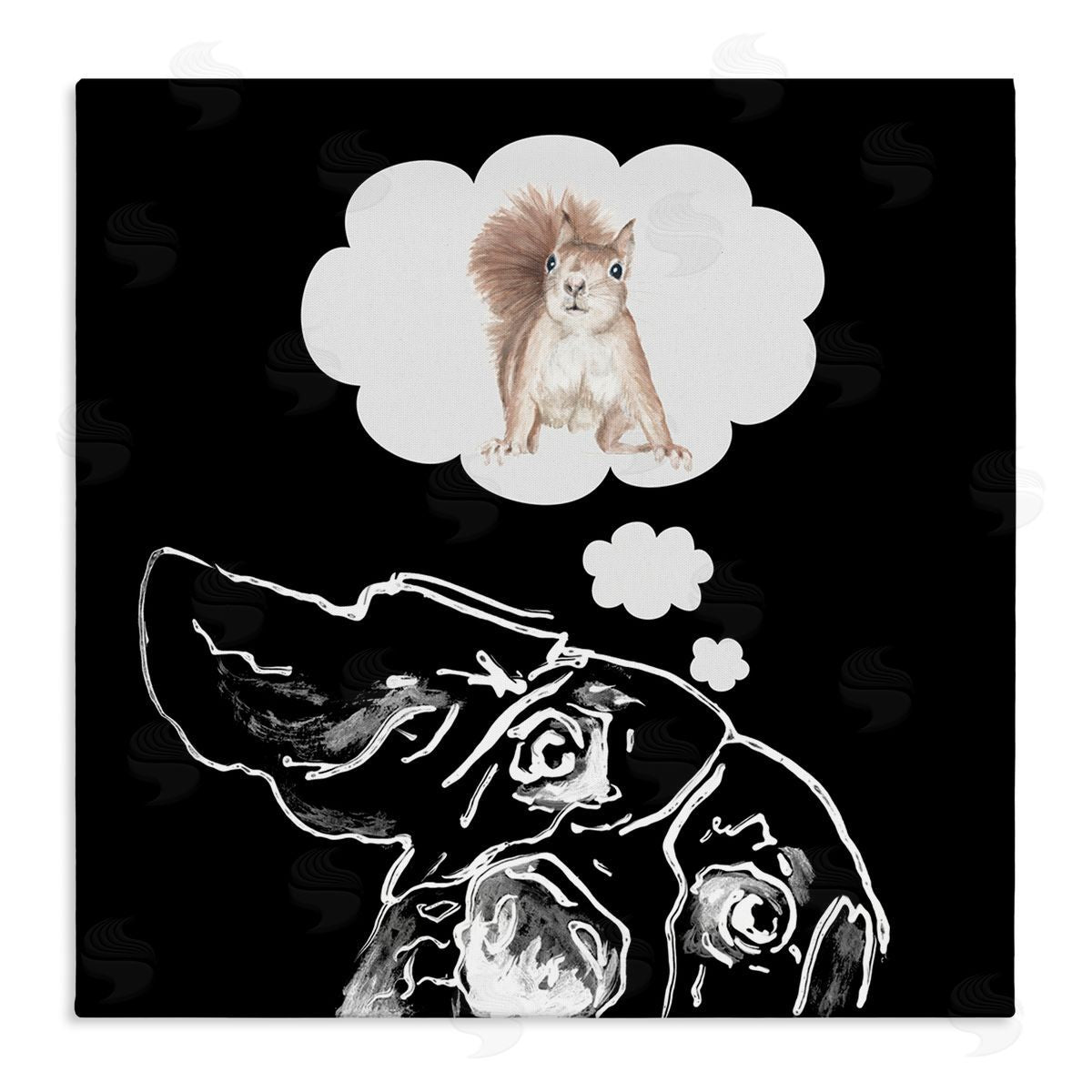 Patricia Pinto Funny Dog Dreaming Squirrel Pet Stretched Canvas Wall Art Print