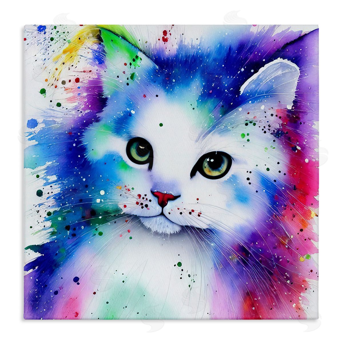 Denise Dundon Bold Kitten Paint Splatter Animal Stretched Canvas Wall Art Print