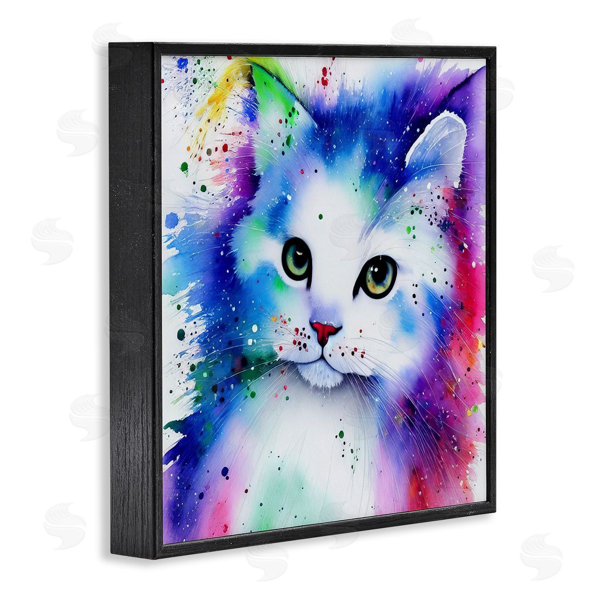 Denise Dundon Bold Kitten Paint Splatter Animal Black Framed Glicee Wall Art Print