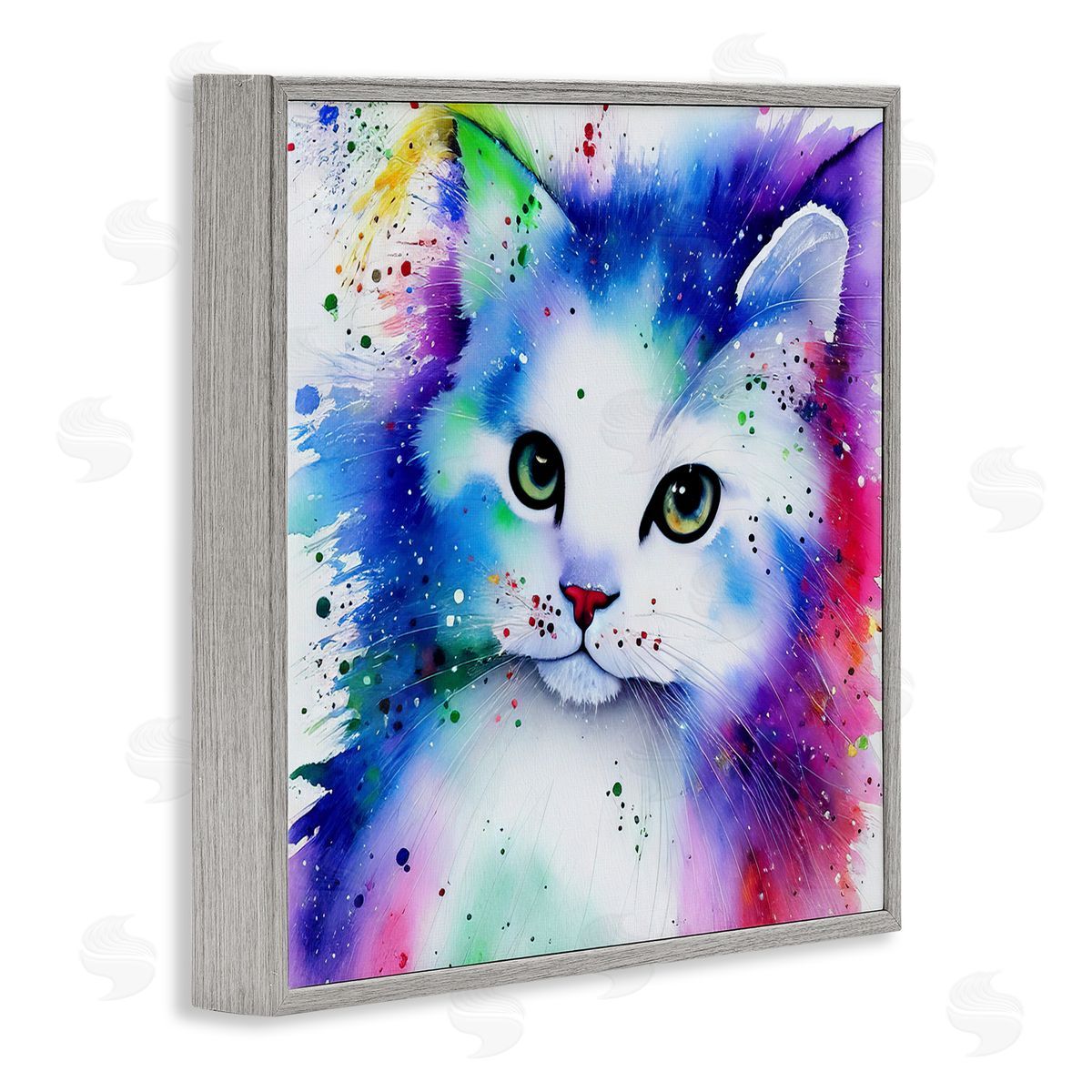 Denise Dundon Bold Kitten Paint Splatter Animal Gray Framed Glicee Wall Art Print