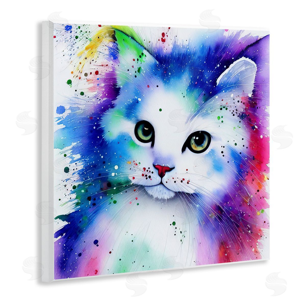 Denise Dundon Bold Kitten Paint Splatter Animal Wooden Wall Plaque Art Print