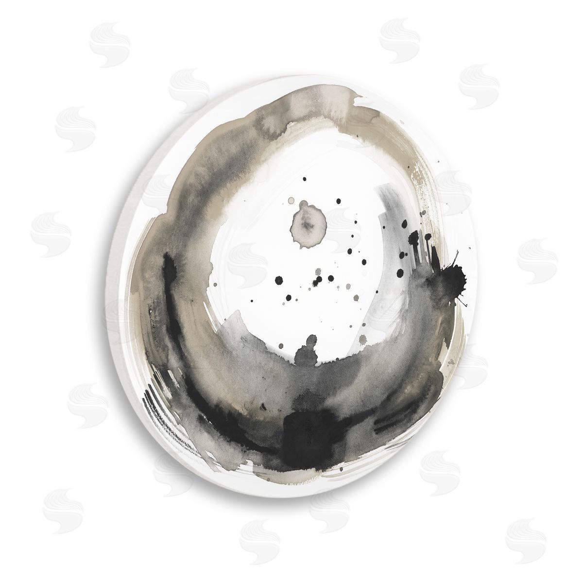 Stella Chang Abstract Neutral Circle Painting Wooden Wall Plaque Art Print