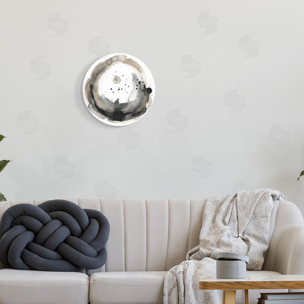 Stella Chang Abstract Neutral Circle Painting Round Wall Plaque Art Print in Room