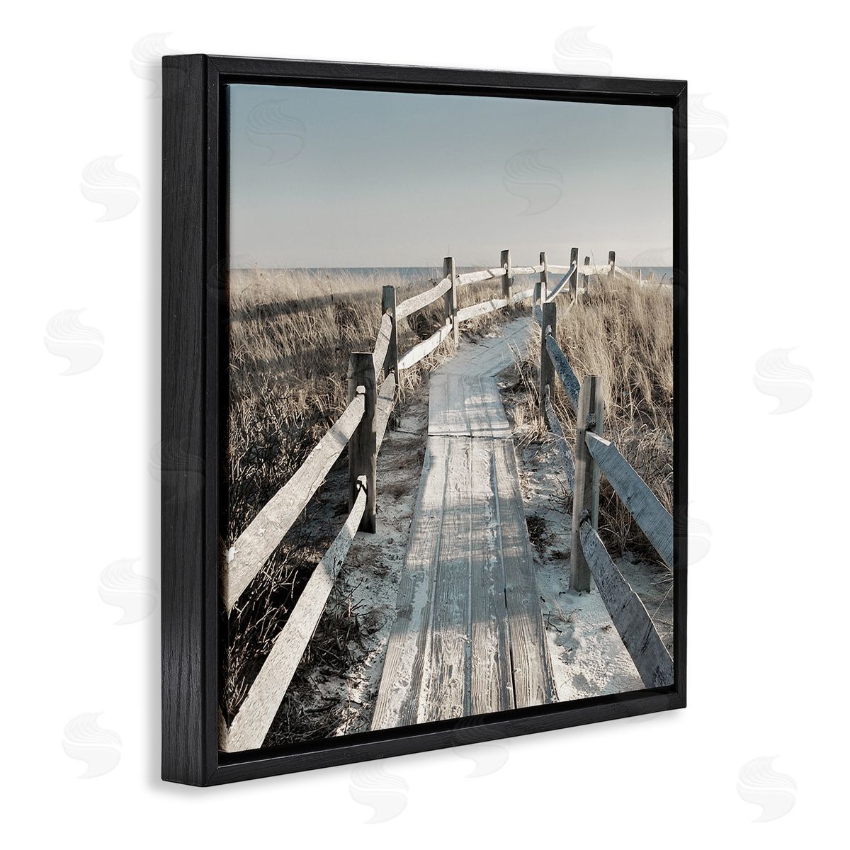 Danita Delimont Seaside Boardwalk Coastal Beach Black Floating Frame Canvas Wall Art Print