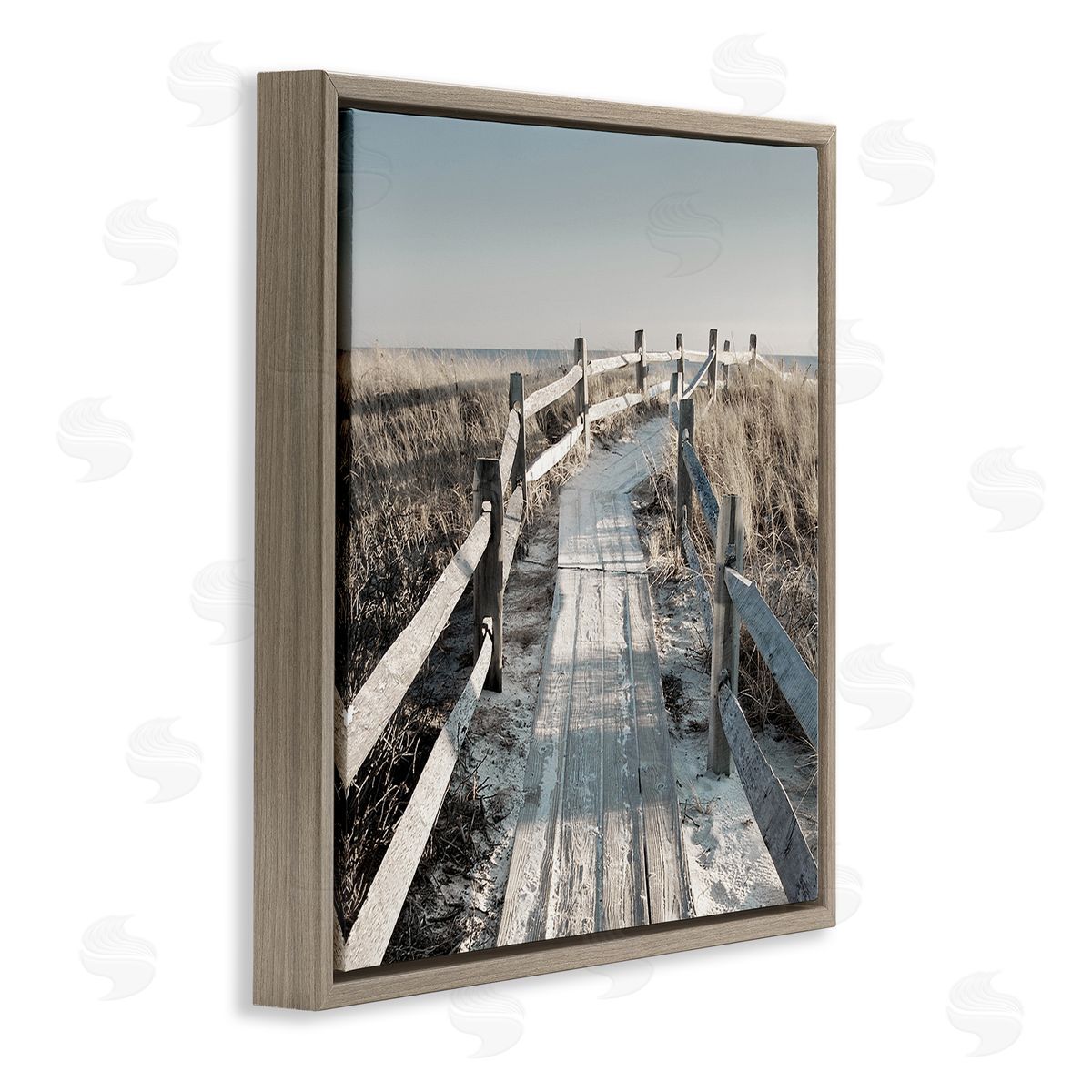 Danita Delimont Seaside Boardwalk Coastal Beach Brown Floating Frame Canvas Wall Art Print