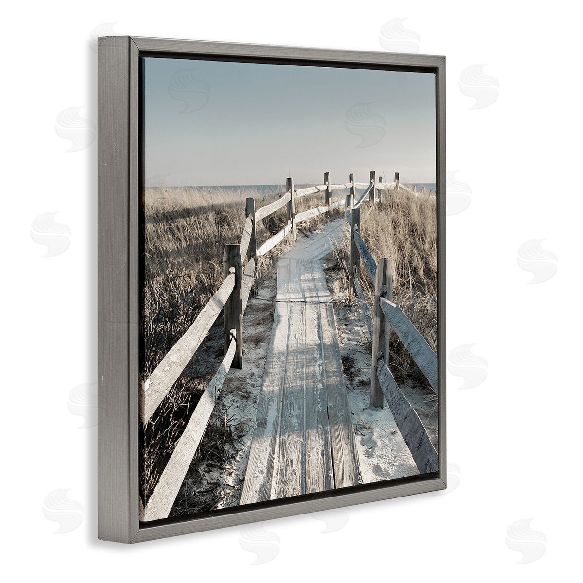 Danita Delimont Seaside Boardwalk Coastal Beach Gray Floating Frame Canvas Wall Art Print