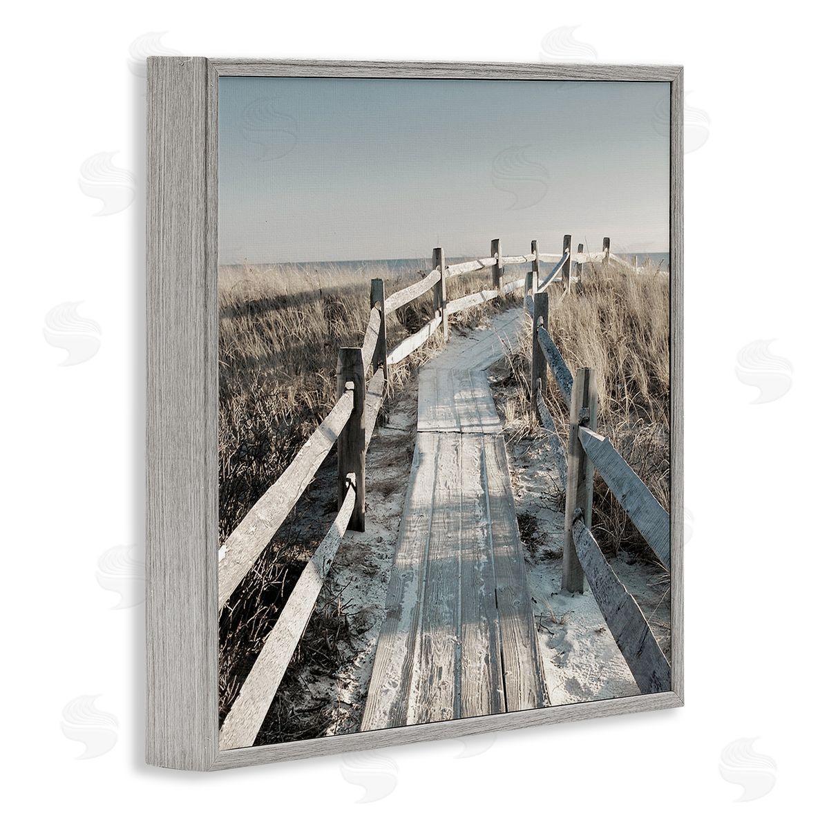 Danita Delimont Seaside Boardwalk Coastal Beach Gray Framed Glicee Wall Art Print