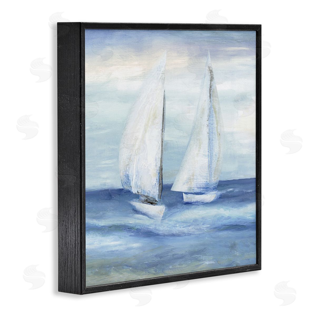 Marilyn Dunlap Two Sailboats Abstract Blue Scene Black Framed Glicee Wall Art Print