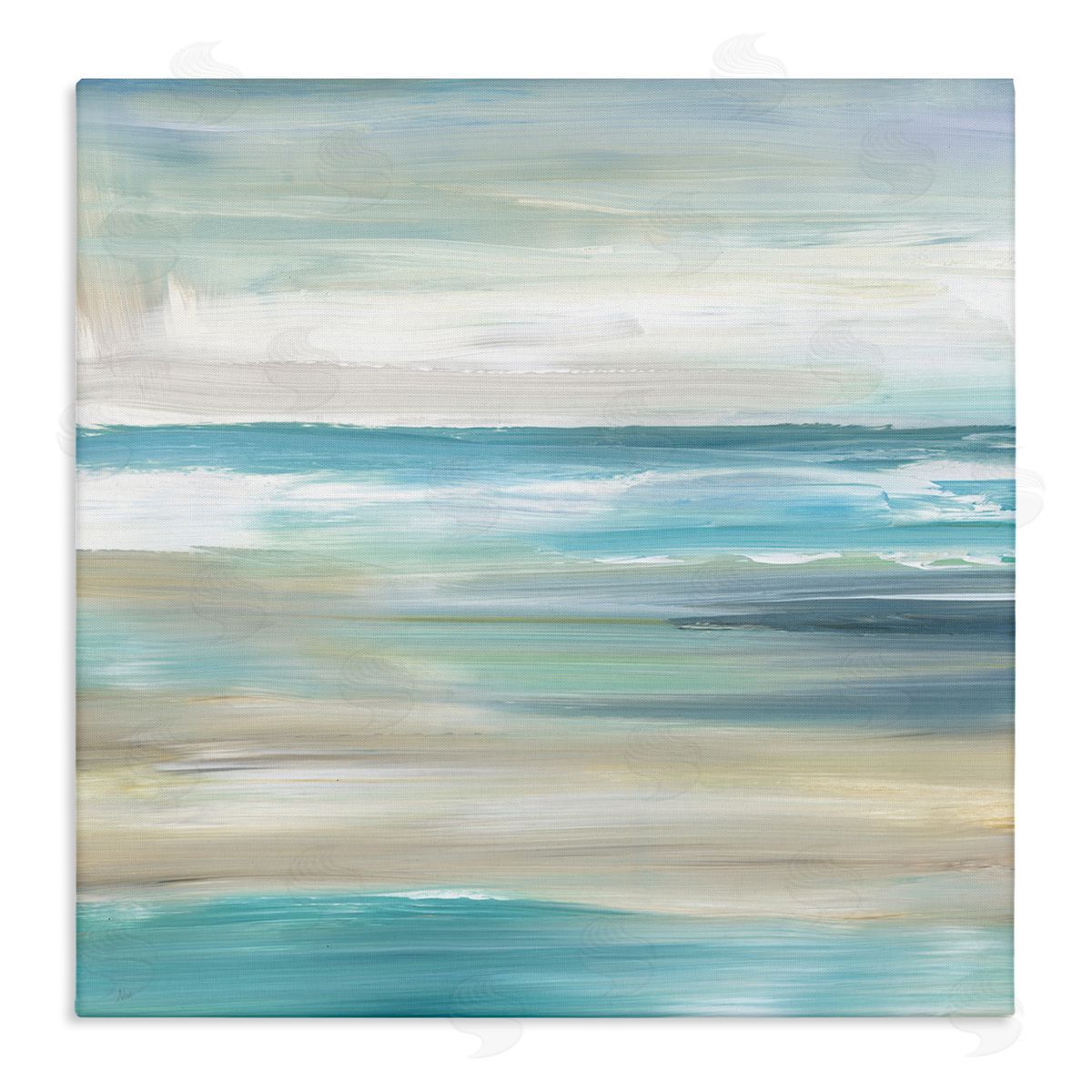 Abstract Beach Sand Ocean Waves Canvas Wall Art, Home Decor by Nan