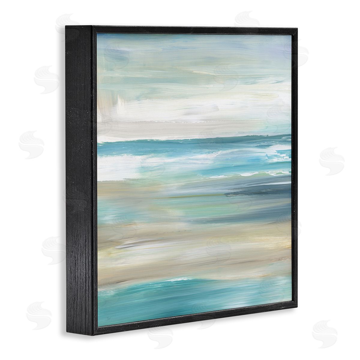 Abstract Beach Sand Ocean Waves Black Frame Print Wall Art, Home Decor by Nan