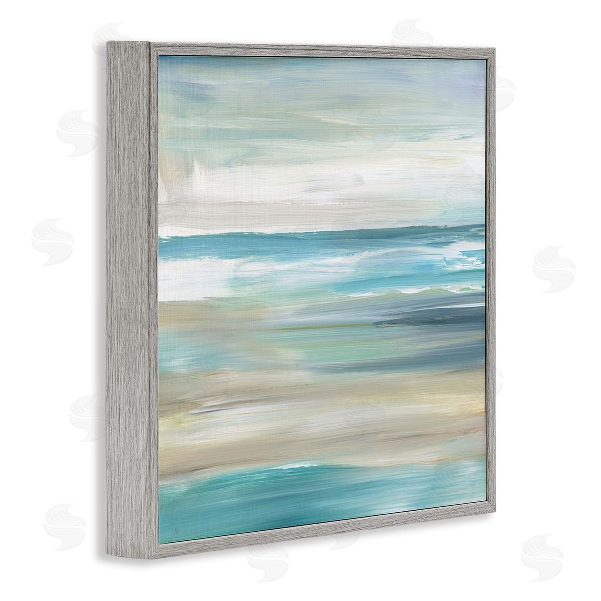Abstract Beach Sand Ocean Waves Grey Frame Print Wall Art, Home Decor by Nan