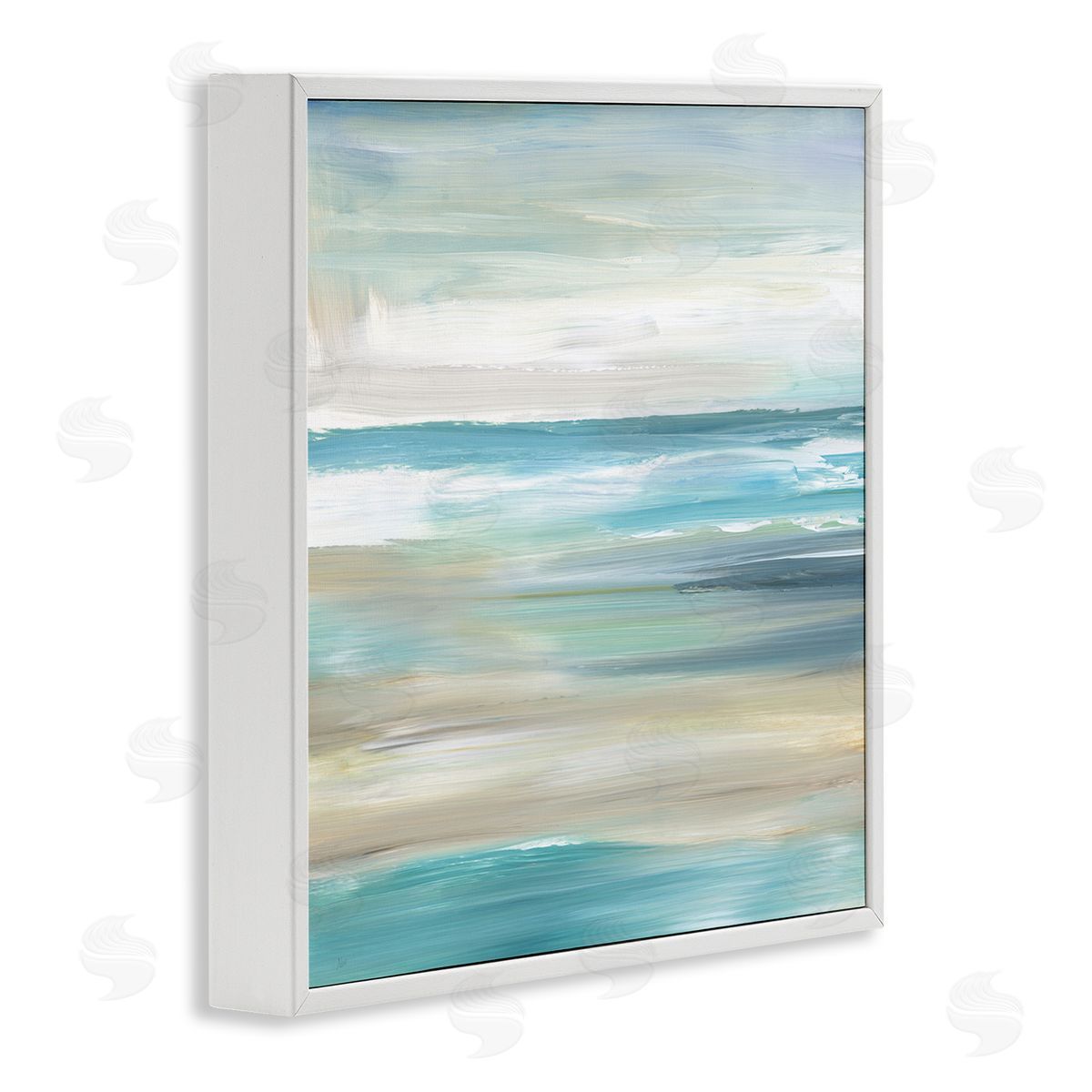 Abstract Beach Sand Ocean Waves White Frame Print Wall Art, Home Decor by Nan