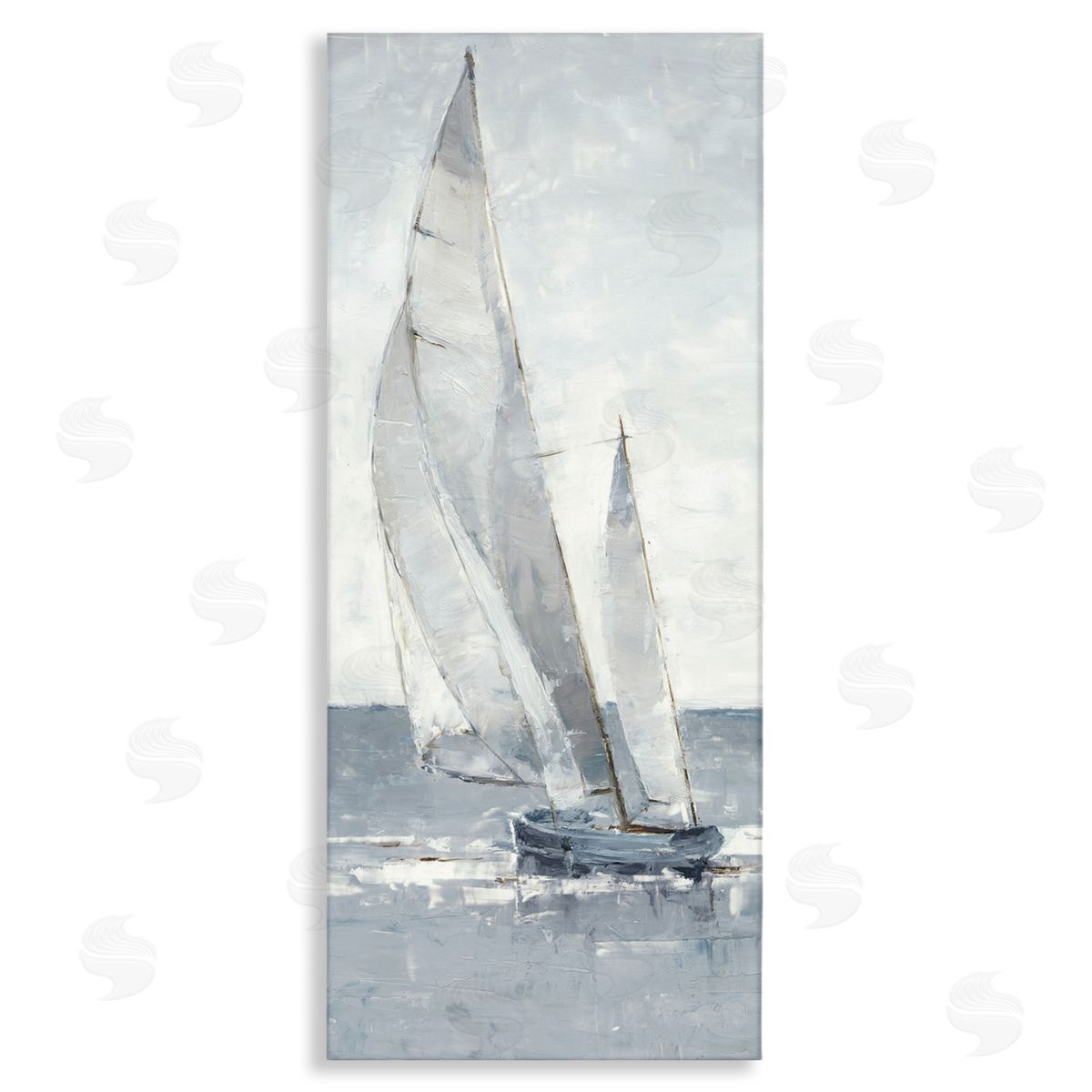 Grey Sailboat Nautical Abstraction Canvas Wall Art, Home Decor by Ethan Harper