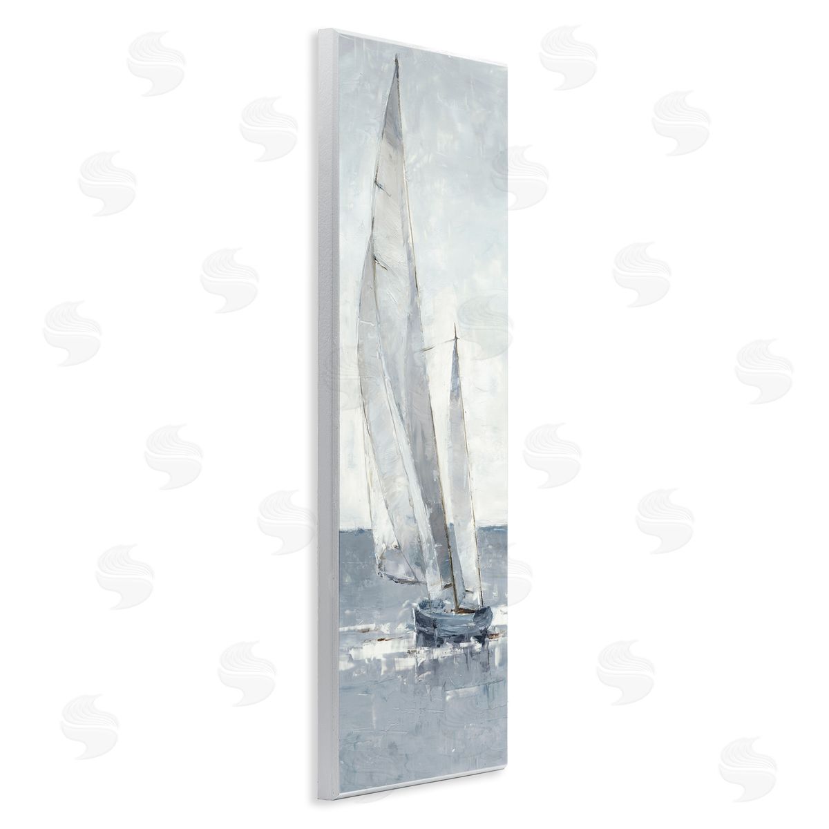 Grey Sailboat Nautical Abstraction Wood Plaque Wall Art, Home Decor by Ethan Harper