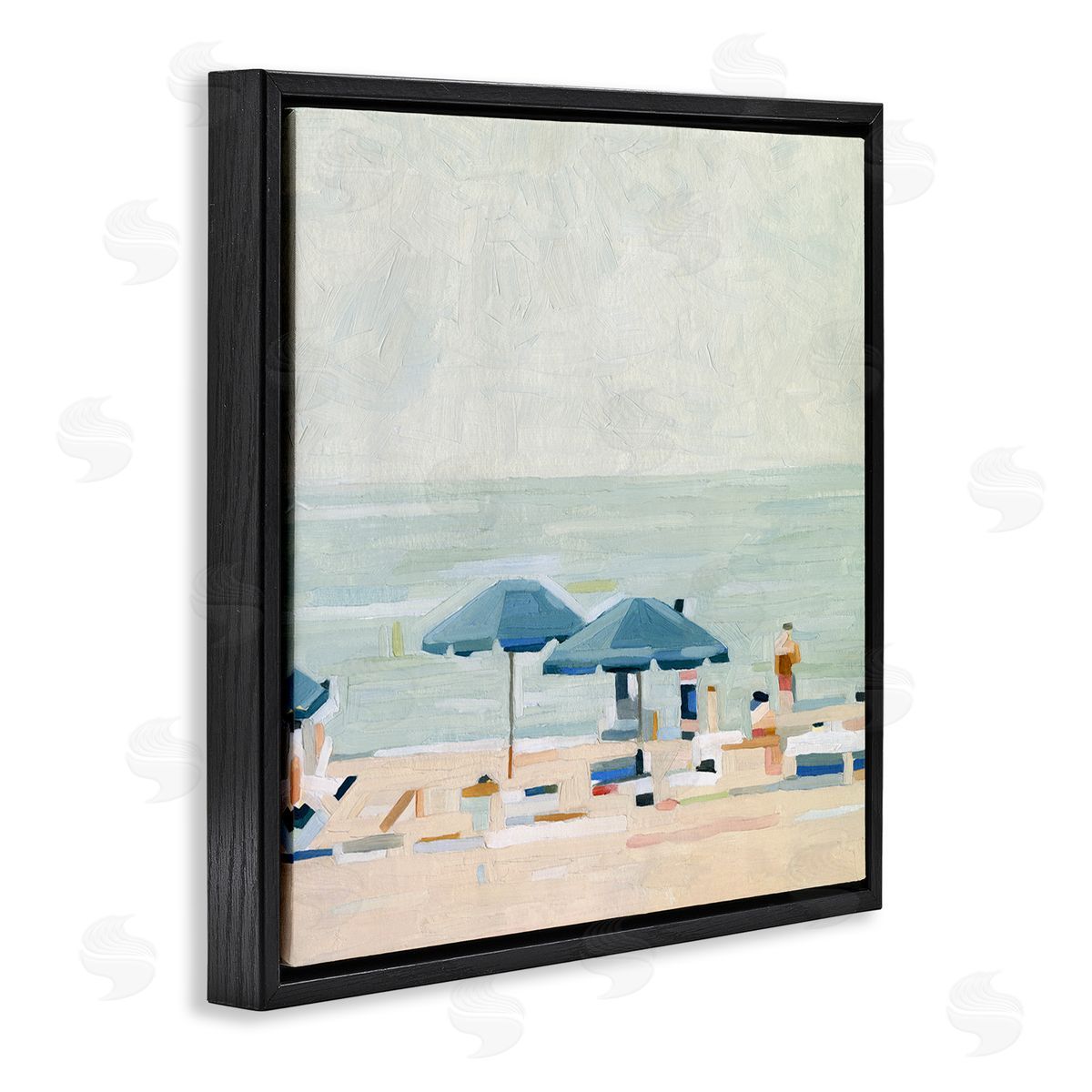 Emma Scarvey Modern Summer Coast Beach Day Black Floating Frame Canvas Wall Art Print