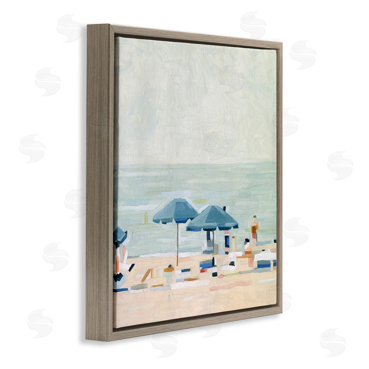 Emma Scarvey Modern Summer Coast Beach Day Brown Floating Frame Canvas Wall Art Print