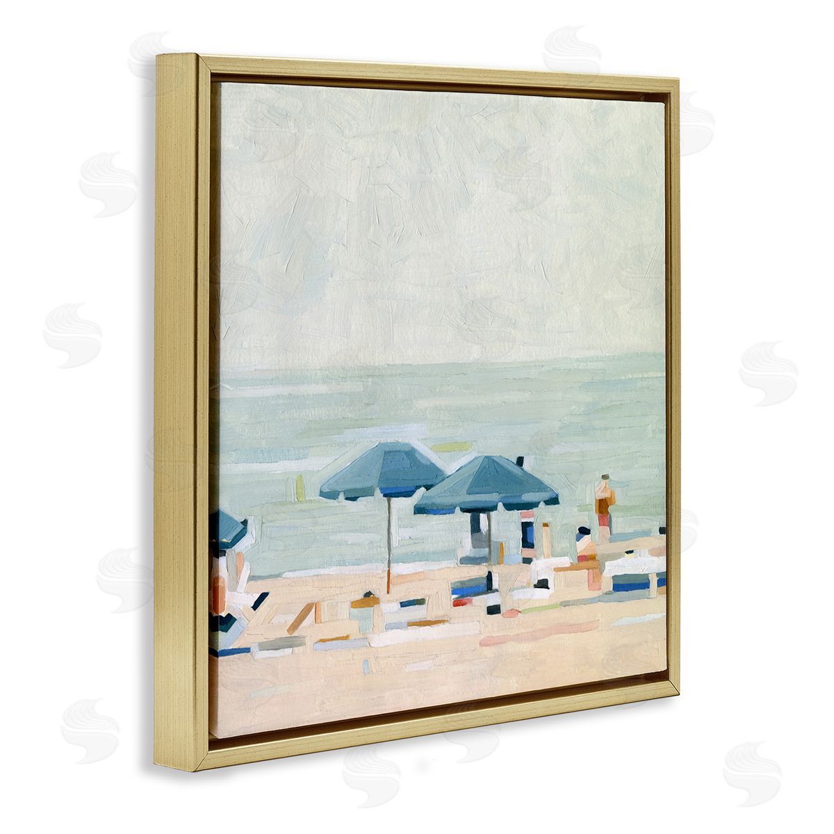Emma Scarvey Modern Summer Coast Beach Day Gold Floating Frame Canvas Wall Art Print