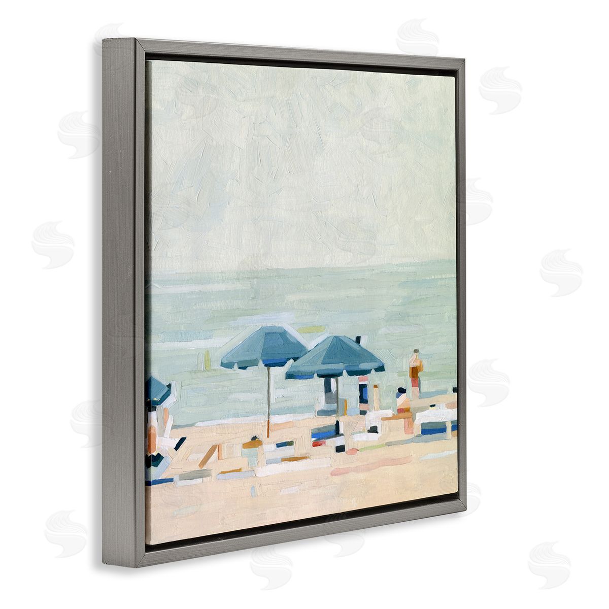 Emma Scarvey Modern Summer Coast Beach Day Gray Floating Frame Canvas Wall Art Print