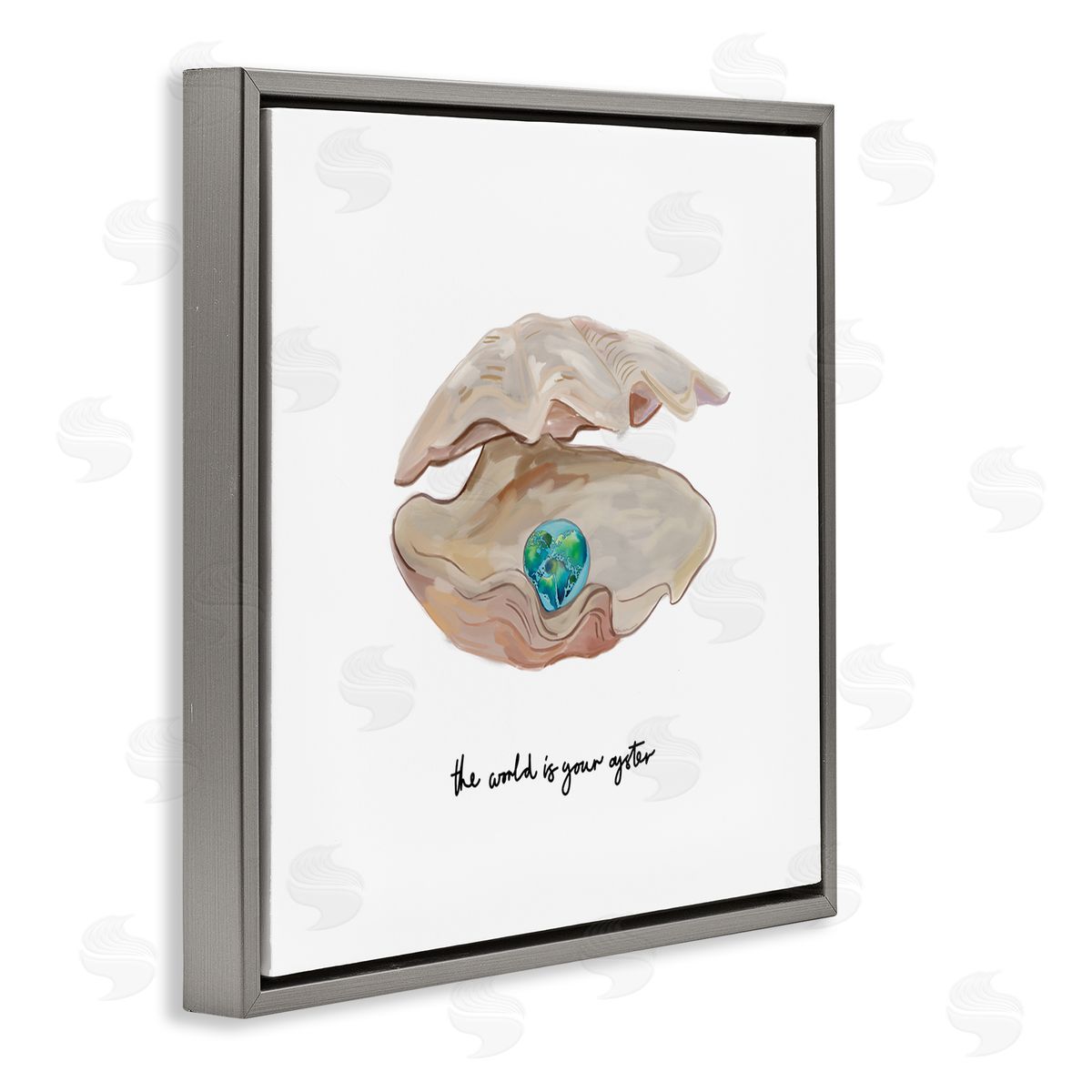 Amelia Noyes Clam Shell Turquoise Pearl Gray Floating Frame Canvas Wall Art Print