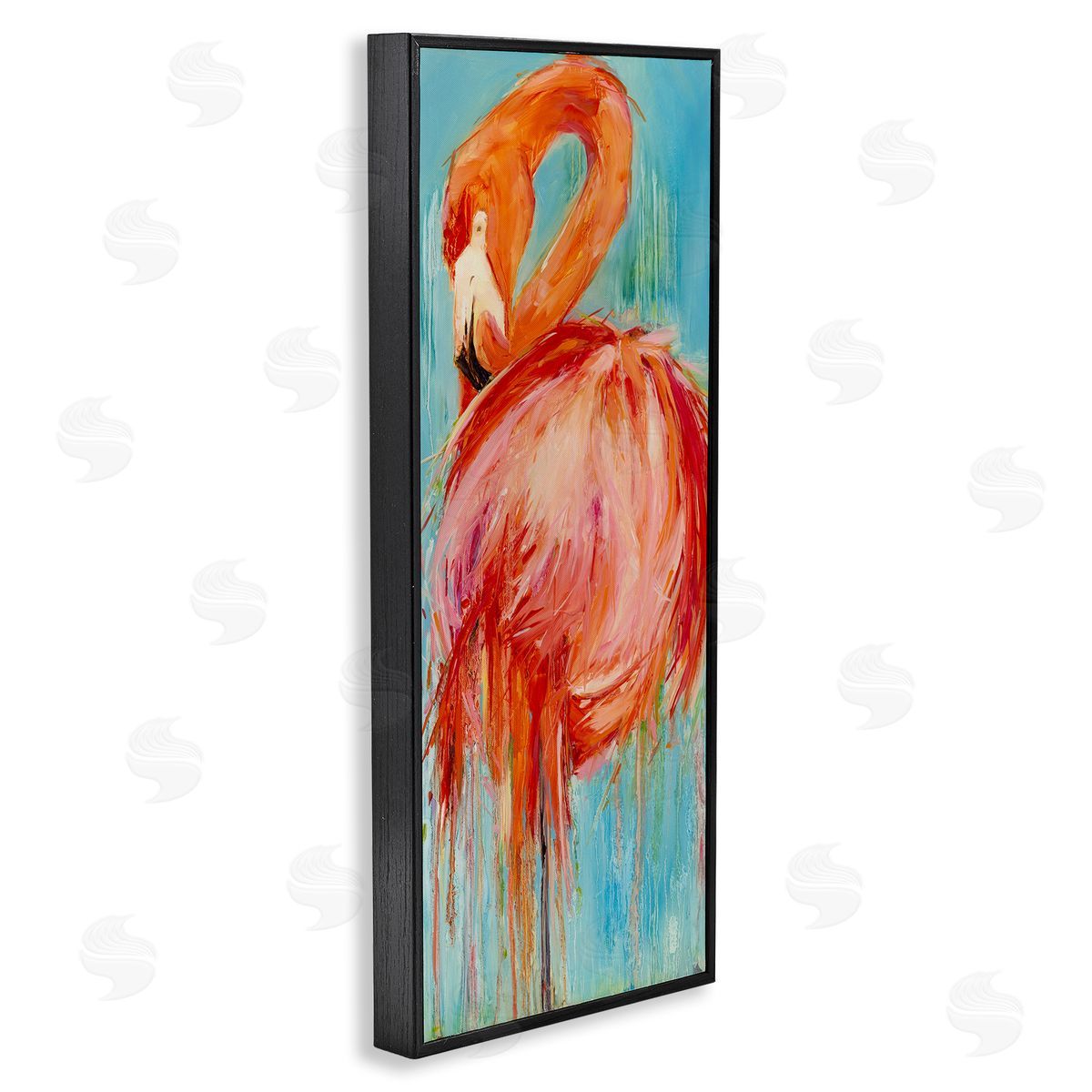 Bold Abstract Flamingo Painting Black Frame Print Wall Art, Home Decor by Kathleen Broaderick