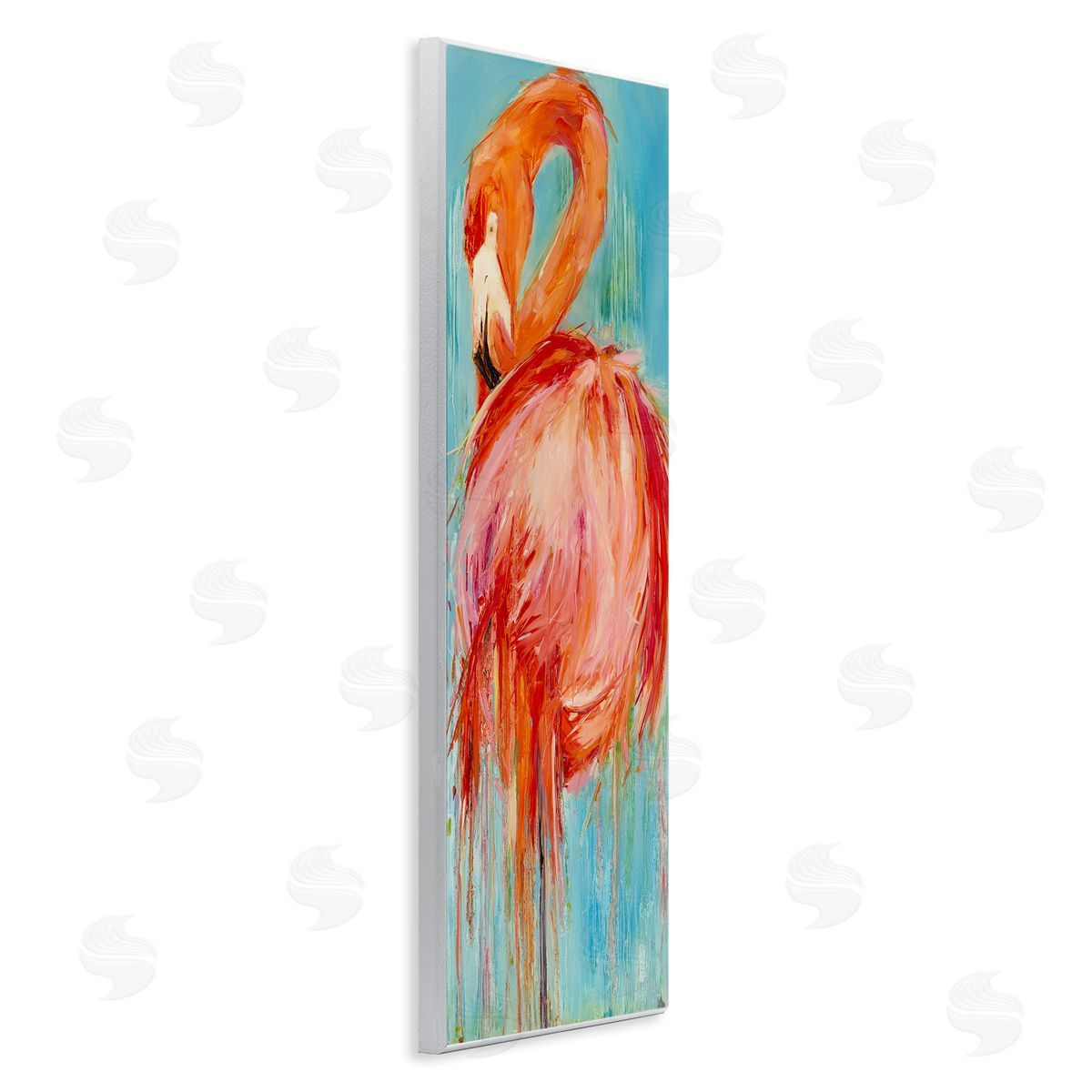 Bold Abstract Flamingo Painting Wood Plaque Wall Art, Home Decor by Kathleen Broaderick