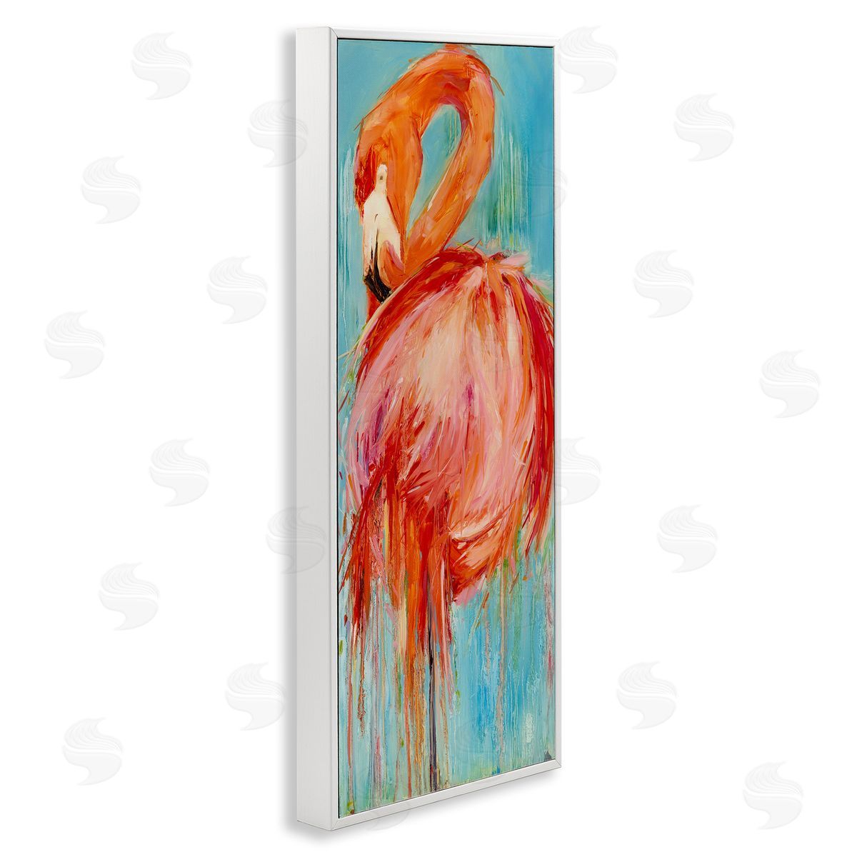 Bold Abstract Flamingo Painting White Frame Print Wall Art, Home Decor by Kathleen Broaderick