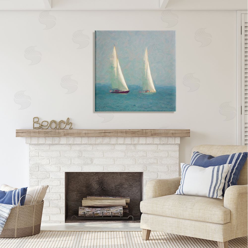 Graffitee Studios Abstract Sailboats Painting Canvas Wall Art in Room