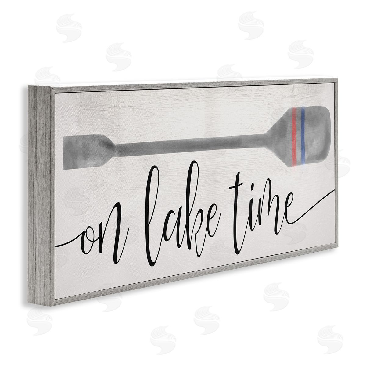 Stupell Studio On Lake Time Boat Oar Phrase Gray Framed Glicee Wall Art Print