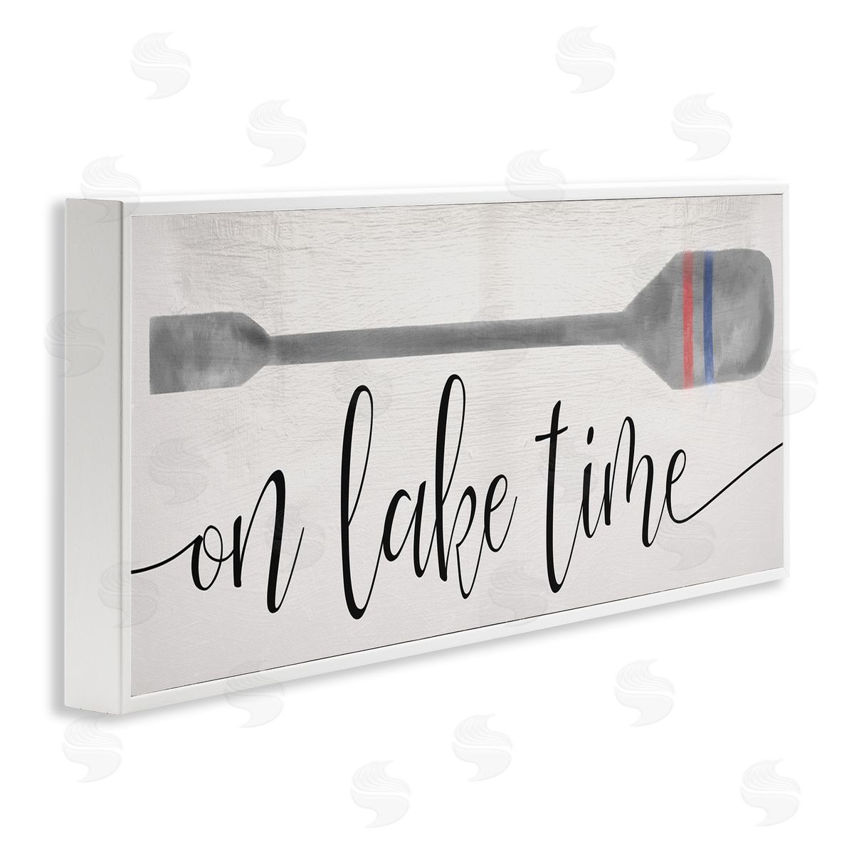 Stupell Studio On Lake Time Boat Oar Phrase White Framed Glicee Wall Art Print